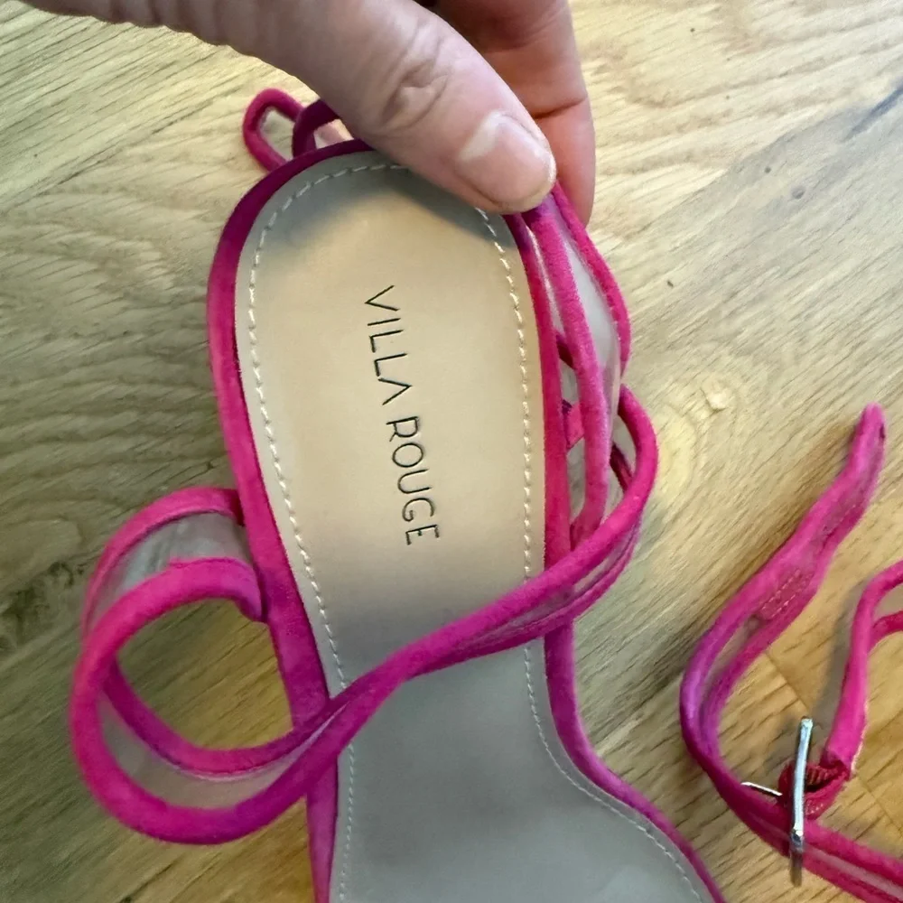Villa Rouge Hot Pink Strappy Block Sandal Heels- never worn